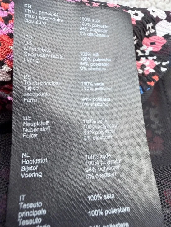 Maje Floral Silk Crop Top Black Pink (3/S) | Sleeveless Parisian Chic Summer - Picture 12 of 13